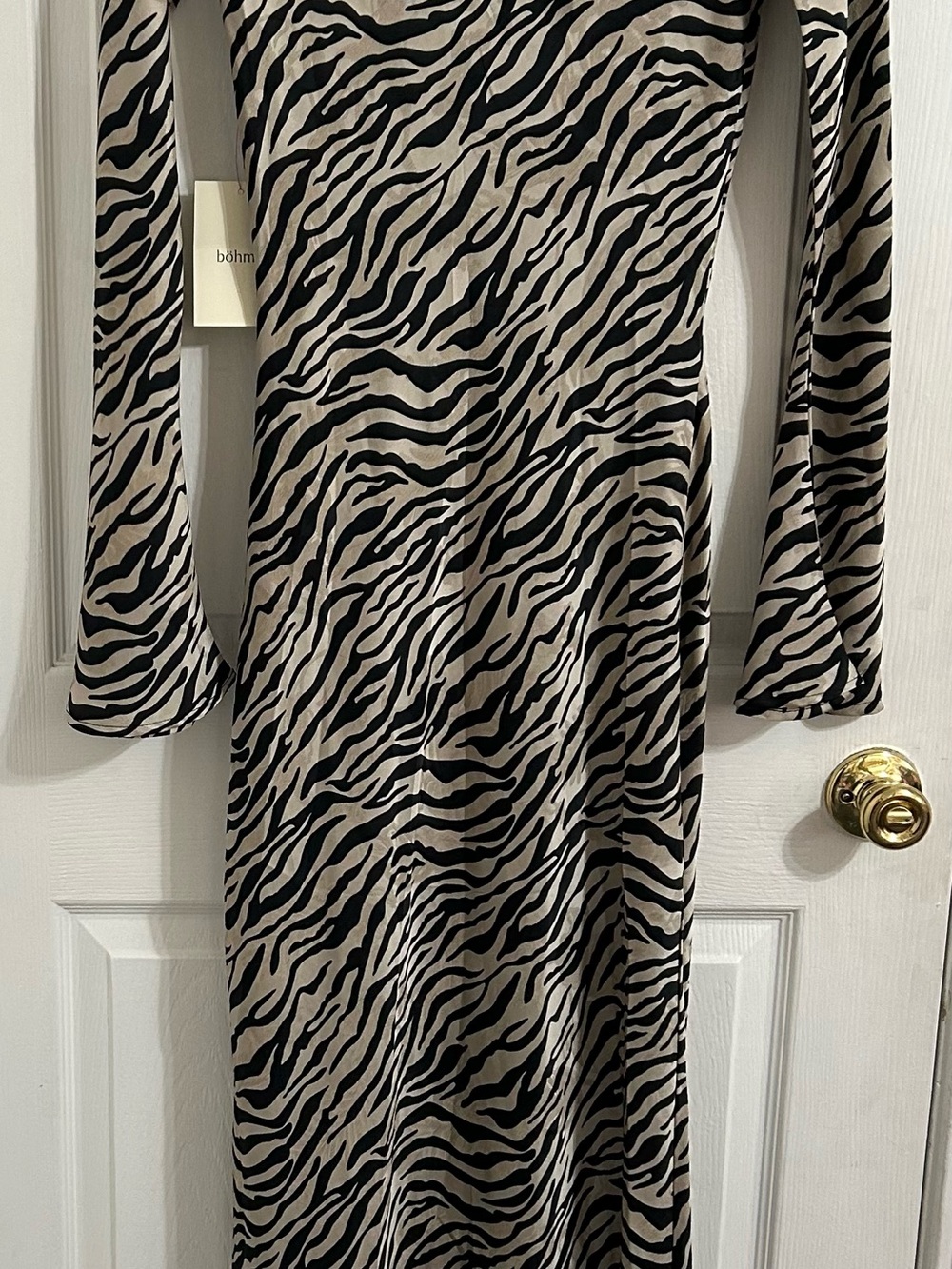 bohme Melody Zebra-Print Long Sleeve Maxi Dress - Black & Cream - Picture 9 of 10